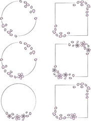 シンプルな桜のイラストフレームセット