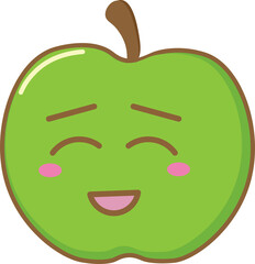 A cute smiling green apple vector illustration