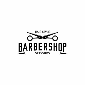 barbershop logo illustration vector, scissors vector