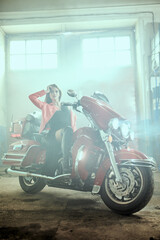 Plakat sexy girl biker