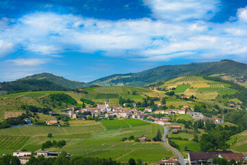 Fototapeta na wymiar Letra village and vineyards of Beaujolais