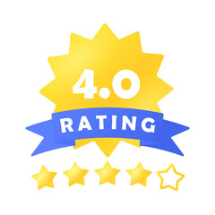 Rating sign. Four out of 5 stars. An emblem for a website or application for feedback. Isolated icon on white background. Rating system. Infographics. Vector illustration.