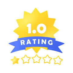 Rating sign. One of 5 stars. An emblem for a website or application for feedback. Isolated icon on white background. Rating system. Infographics. Vector illustration.