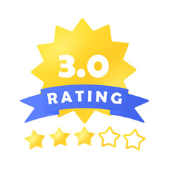 Rating sign. Three out of 5 stars. An emblem for a website or application for feedback. Isolated icon on white background. Rating system. Infographics. Vector illustration.