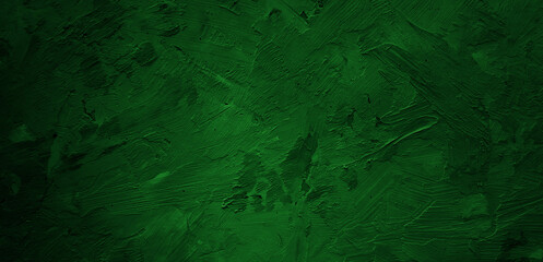 Dark green grunge plaster texture background with rough strokes