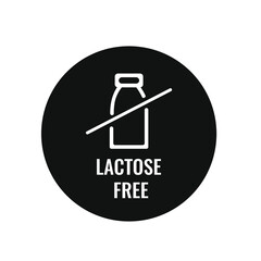 Lactose Free Label. Food intolerance symbols. Lactose intolerance label sign for dairy products. Vector illustration.