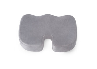 Orthopedic chair cushion. Health And Yoga Round Pillow with a Memory Effect. Medical treatment seat pillow. Medical Pillow hemorrhoid treatment pad isolated on white background.