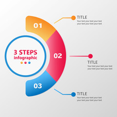 Business infographics. 3 steps in the form of a semicircle diagram. 3 D. Vector illustration.