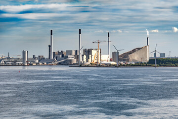 Cogeneration plant Amager in Copenhagen from the seaside