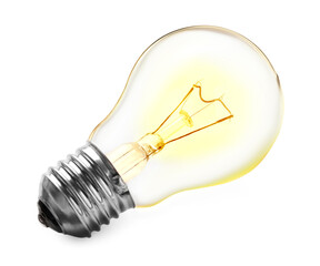 Modern glowing lamp bulb on white background