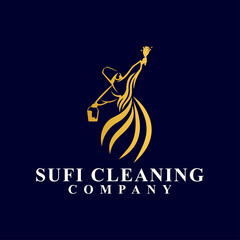 cleaning company logo, sufi dance concept