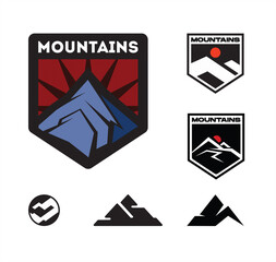 mountains vector abstract emblem and icons