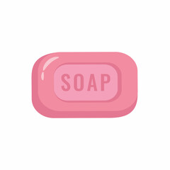Bar of soap isolated on white background. Pink soap icon. Vector stock