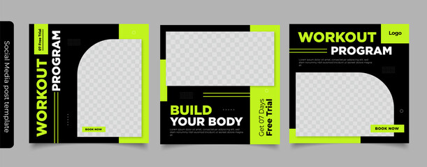 Fitness instagram gym social media post template	