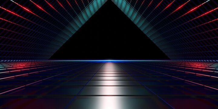 80s retro futuristic neon badge background 3d illustration Premium