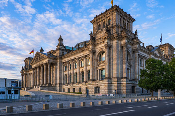 Fototapeta na wymiar Sunset At The Reichstag In Berlin