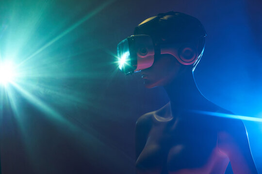 Female mannequin with VR headset