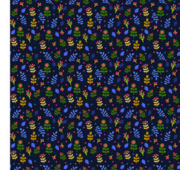 A pattern of flowers, castings and twigs. Can be used for fabric, wallpaper, wrapping paper.