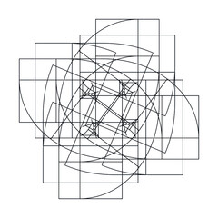 Naklejka premium Geometric dynamic pattern, black lines background.