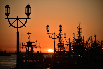 釧路港の夕日