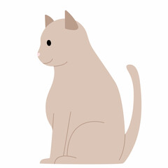 The cat is sitting sideways. Vector illustration. Isolated element on a white background