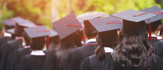 shot of graduation hats during commencement success graduates of the university, Concept education...