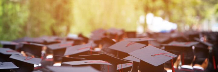 Image blur education group of graduates during commencement. Concept education congratulation in University Degree. Graduation Ceremony