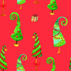 seamless pattern of christmas trees