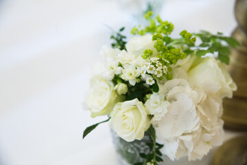 Wonderful flowers on a ceremony table in a villa