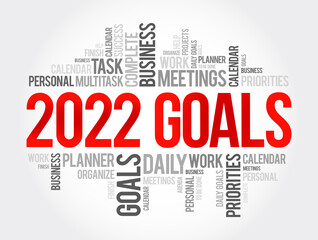 2022 Goals word cloud collage, business concept background