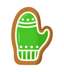 cookies with green icing in the shape of a mitten, Christmas gingerbread