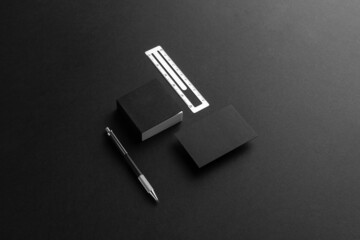 Naklejka premium Branding stationery mockup template, real photo, letterhead, flyer, poster, business card, envelope. Blank isolated on a white background to bplace your design. 