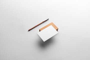 Branding stationery mockup template, real photo, letterhead, flyer, poster, business card, envelope. Blank isolated on a white background to bplace your design. 