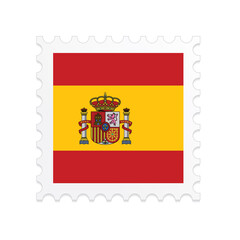 Spain flag postage stamp on white background. Vector illustration eps10.