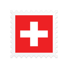 Obraz premium Switzerland flag postage stamp on white background. Vector illustration eps10.