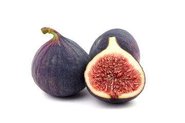 Fig fruit with ripe red half isolated on white