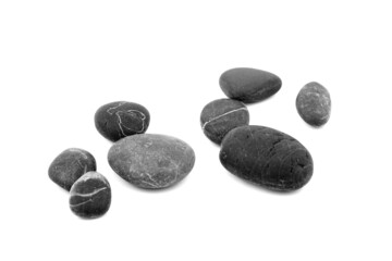 Smooth pebble stones isolated on white