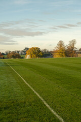 Fototapeta na wymiar Football pitch in autumn light