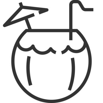 Vector coconut juice outline icon, food and drink related 4000x4000 Pixel, whitebackground