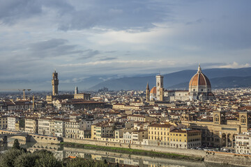 Fototapeta na wymiar Beautiful view of Florence old town at sunset. Florence, Tuscany, Italy.