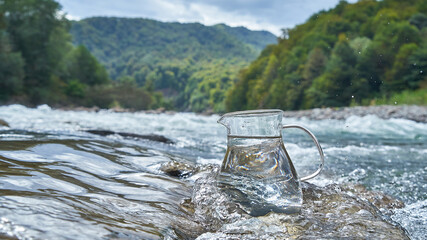 Pitcher of clean river water.