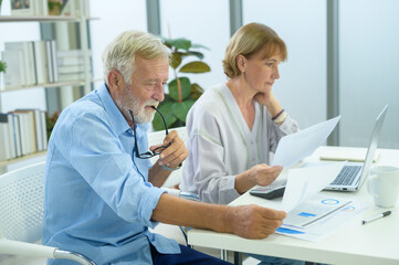 Fototapeta premium Caucasian senior Business people working and brainstorming in modern office