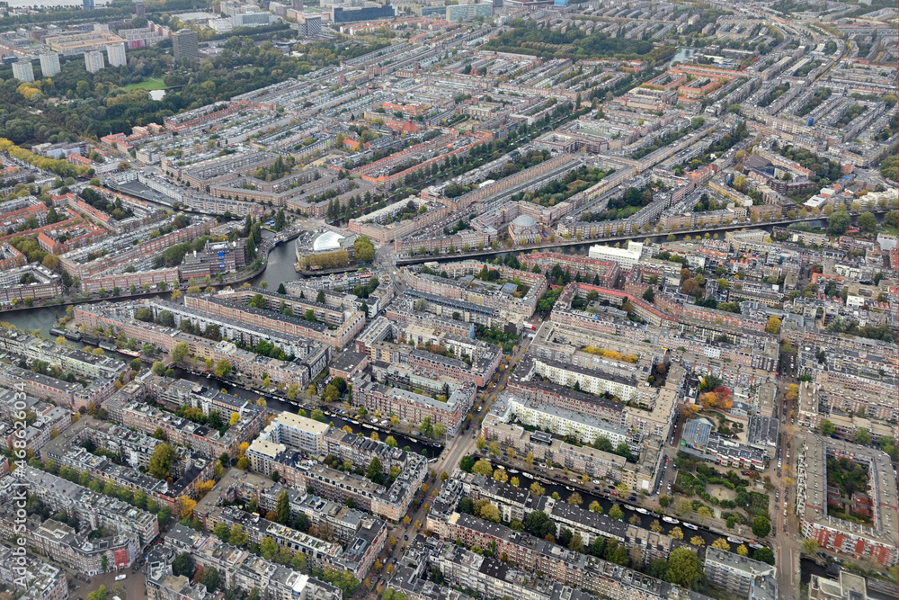 Sticker amsterdam canals aerial while landing