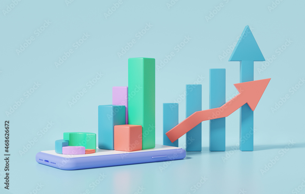 Poster digital grow marketing concept. seo or search engine optimization online finance business growth web