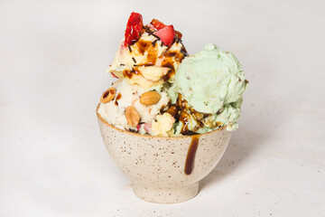 Ice cream healthy with fruits and nuts