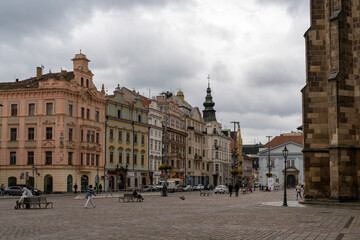 Fototapeta na wymiar historic building on the Republic Square in downtown Pilsen