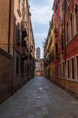 narrow streets in the old city center of Venice