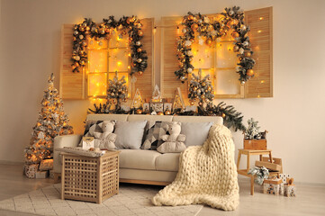 New Year interior in a rustic style