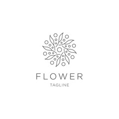 Nature flower line logo design template