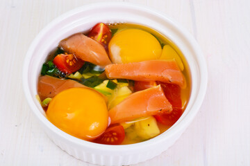 Healthy and Diet Food: Scrambled Eggs with Vegetables